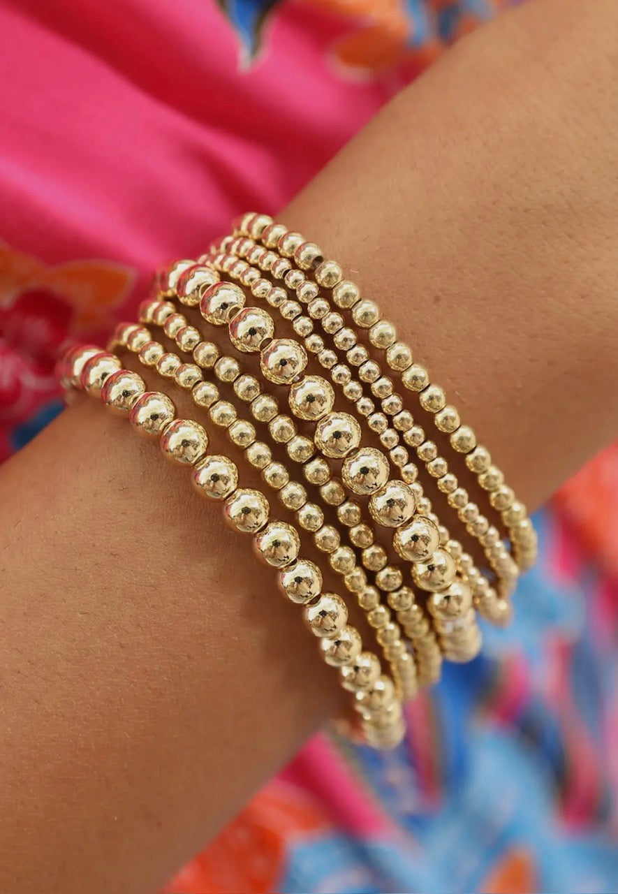 7pcs Set Beaded Bracelets Gold